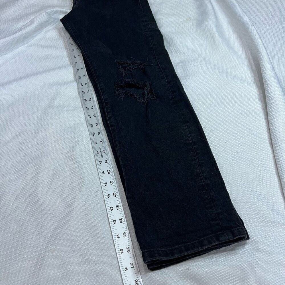 Free People Jeans Womens 25 Black Distressed Skinny Button Fly Edgy‎ Grunge - Picture 8 of 9